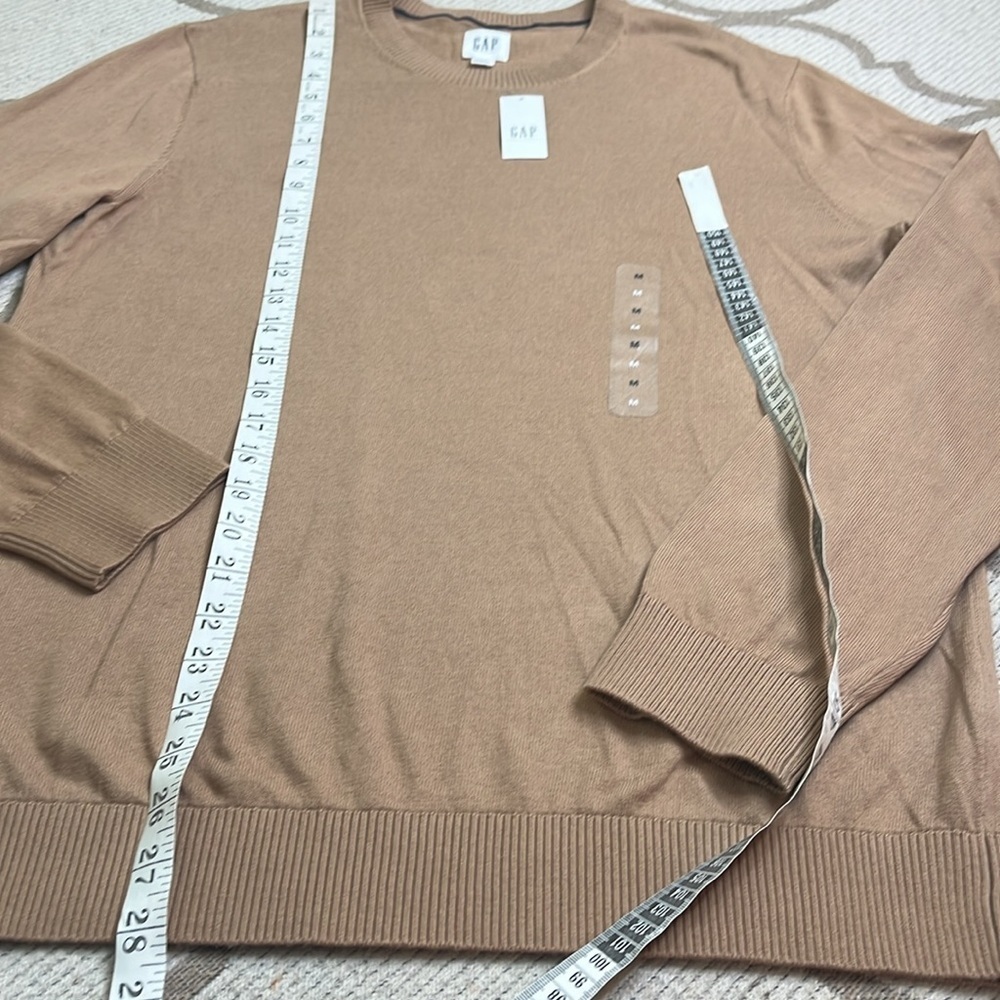 GAP mens core cotton crewneck long sleeve sweater tan, size medium - Picture 3 of 8